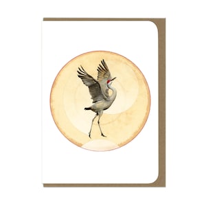 Greeting Card - Dancing Sandhill Crane -  Blank Card