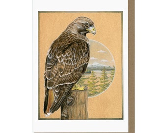 Greeting Card - Red-tailed Hawk Painting -  Blank Card