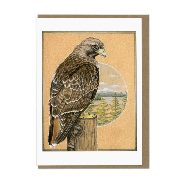 Greeting Card - Red-tailed Hawk Painting -  Blank Card