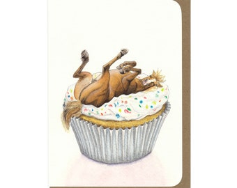 BIRTHDAY Horse and Cupcake - Birthday Card