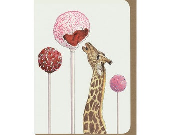 BIRTHDAY Giraffe and Cakepop - Birthday Card