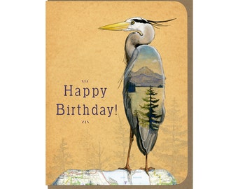 BIRTHDAY Blue Heron - Birthday Card