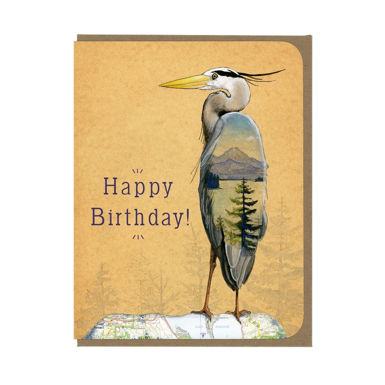 BIRTHDAY Blue Heron Birthday Card Etsy