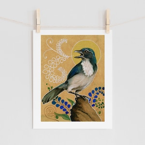 Scrub Jay Decorative Watercolor Painting - Fine Art Print