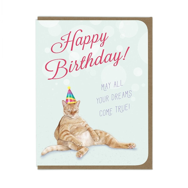 BIRTHDAY Snoozy Orange Tabby Cat - Birthday Card