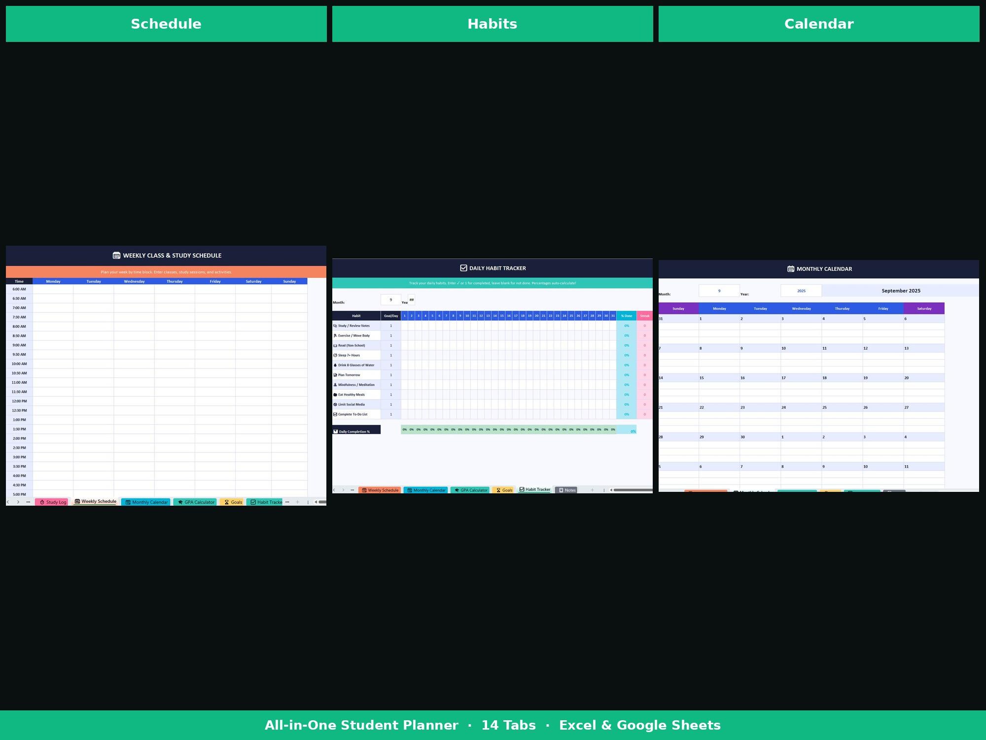 Student Dashboard Spreadsheet | Homework Tracker | Assignment Planner ...