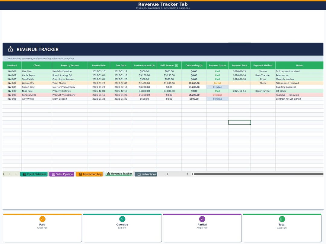 Customer Database Tracker Example Client Database Spreadsheet CRM | Customer Relationship Manager ...