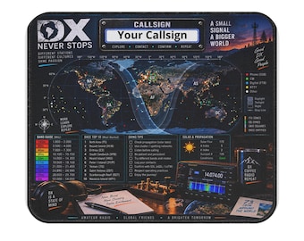 PERSONALIZED YOUR CALLSIGN Ham Radio World Map Mouse Pad | Amateur Radio Callsign Desk Mat