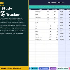 Exam Study Planner Spreadsheet | Test Prep Planner | Study Tracker | Student Study Schedule Template
