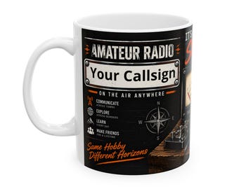 Personalized Callsign Amateur Ham Radio SWR Meter Design Mug | Amateur Radio Equipment Ceramic Coffee Cup