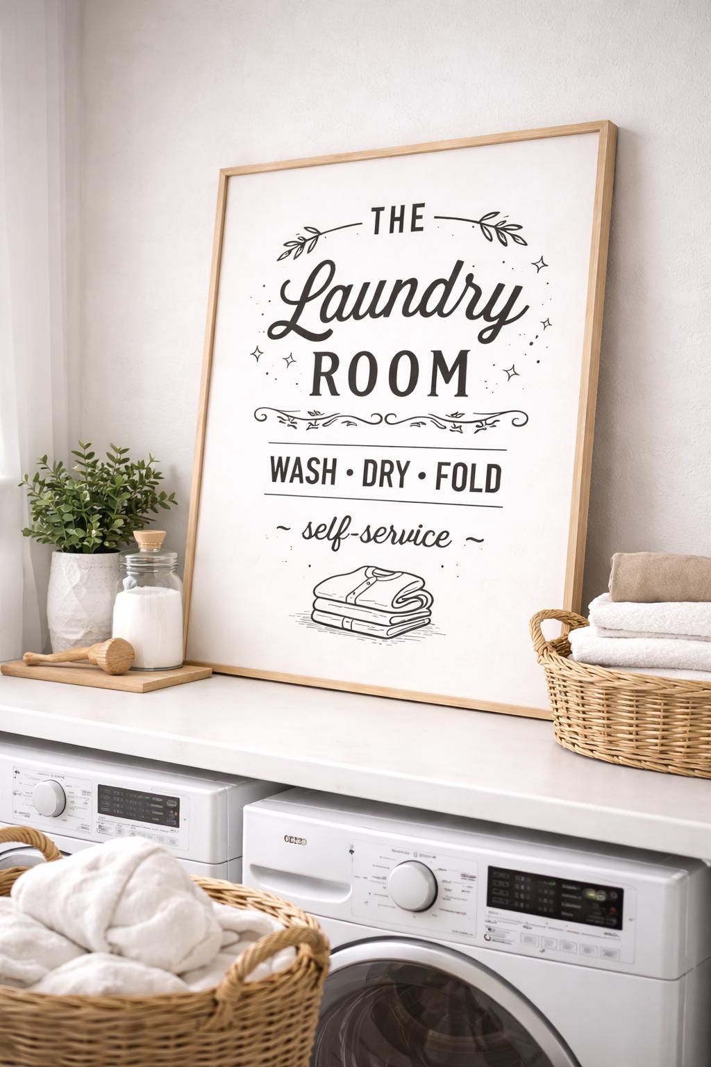 Zovson - Targa in metallo per lavanderia, stile vintage, con scritta self-service, decorazione rustica, per bagno, 15,5 x 25,5 cm