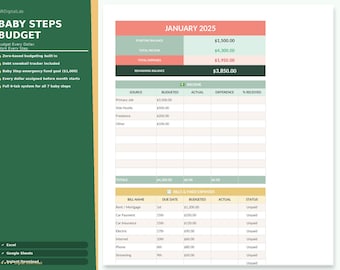 Baby Steps Budget Spreadsheet | Zero-Based Budget with Debt Snowball Tracker | Dave Ramsey Inspired | Excel Google Sheets