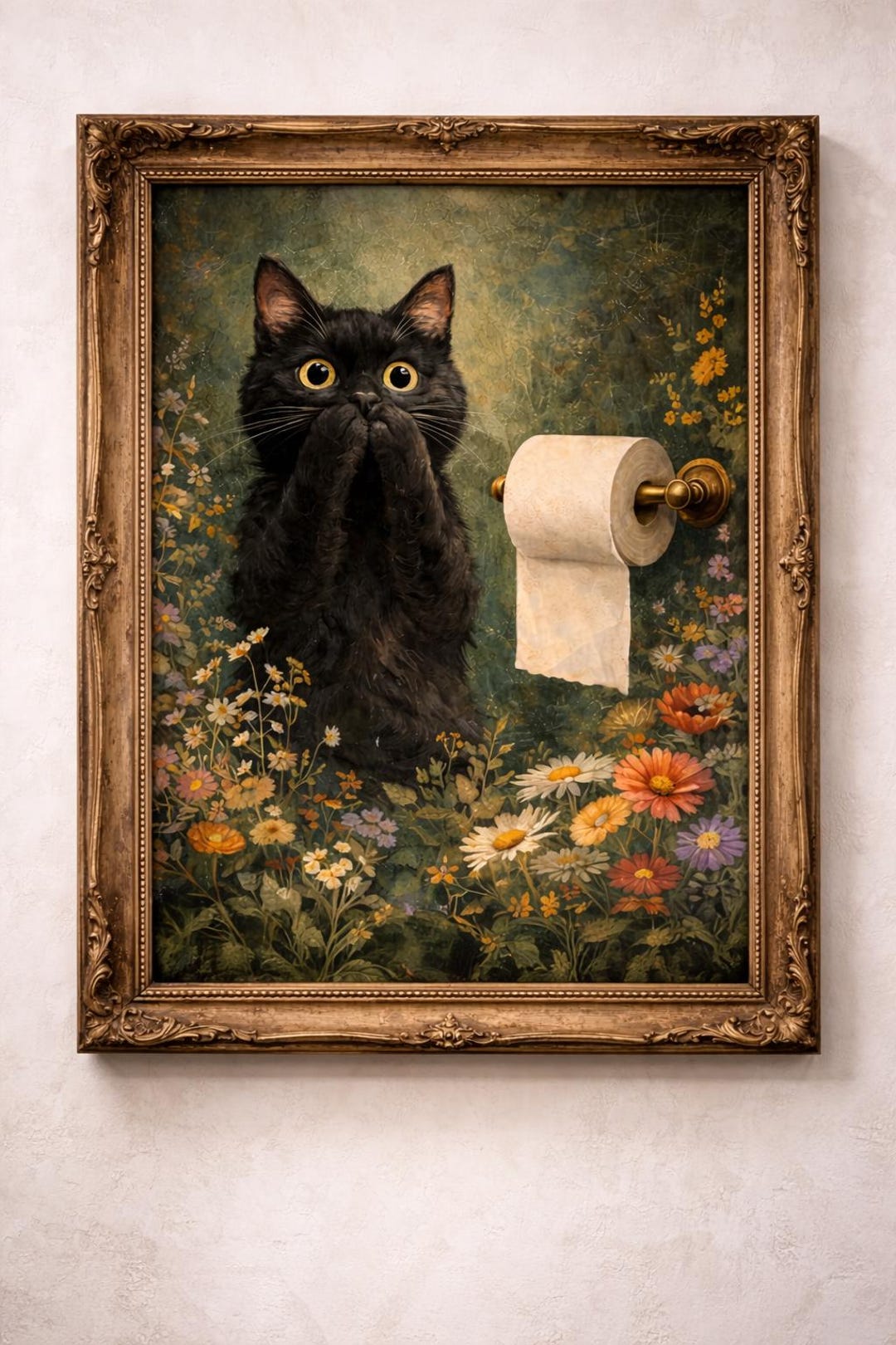 Funny Black Cat Bathroom Wall Art • Vintage Cat Printable • Rustic ...