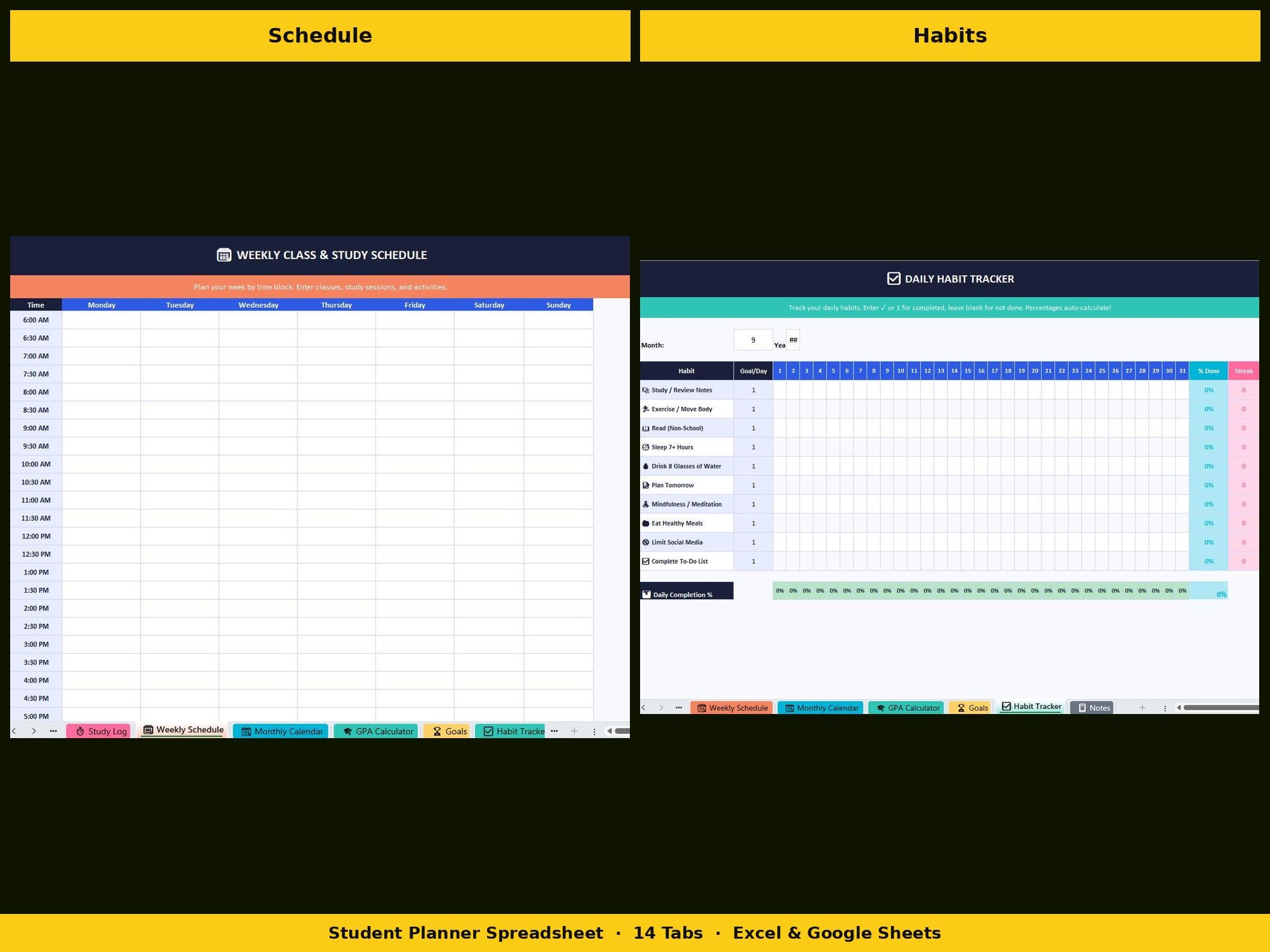Homework Tracker Spreadsheet Template | Student Assignment Organizer ...