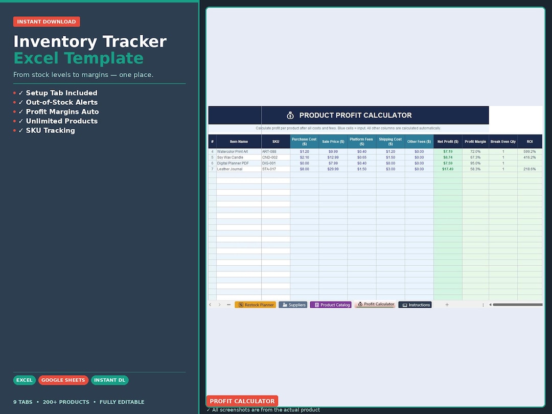 Inventory Tracker Excel Template | Small Business Stock Tracking ...