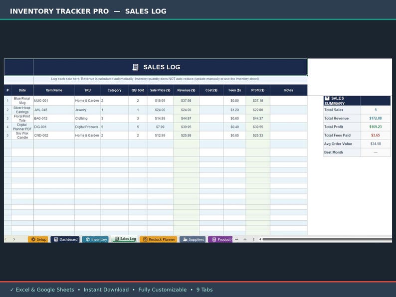 Inventory Tracker Excel Template | Small Business Stock Tracking ...