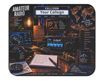 PESONALIZED YOUR CALLSIGN Amateur Radio Shack Mouse Pad | Ham Radio Station Desk Mat, Callsign Customizable