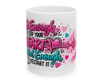 Funny Nurse Mug, Cute Enough to Stop Your Heart Coffee Cup, Nurse Gift for Women RN Gift Nurses Week
