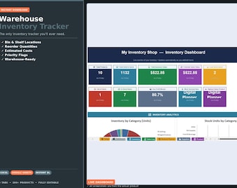 Warehouse Inventory Tracker Spreadsheet | Stock Control Template | Product Inventory Management