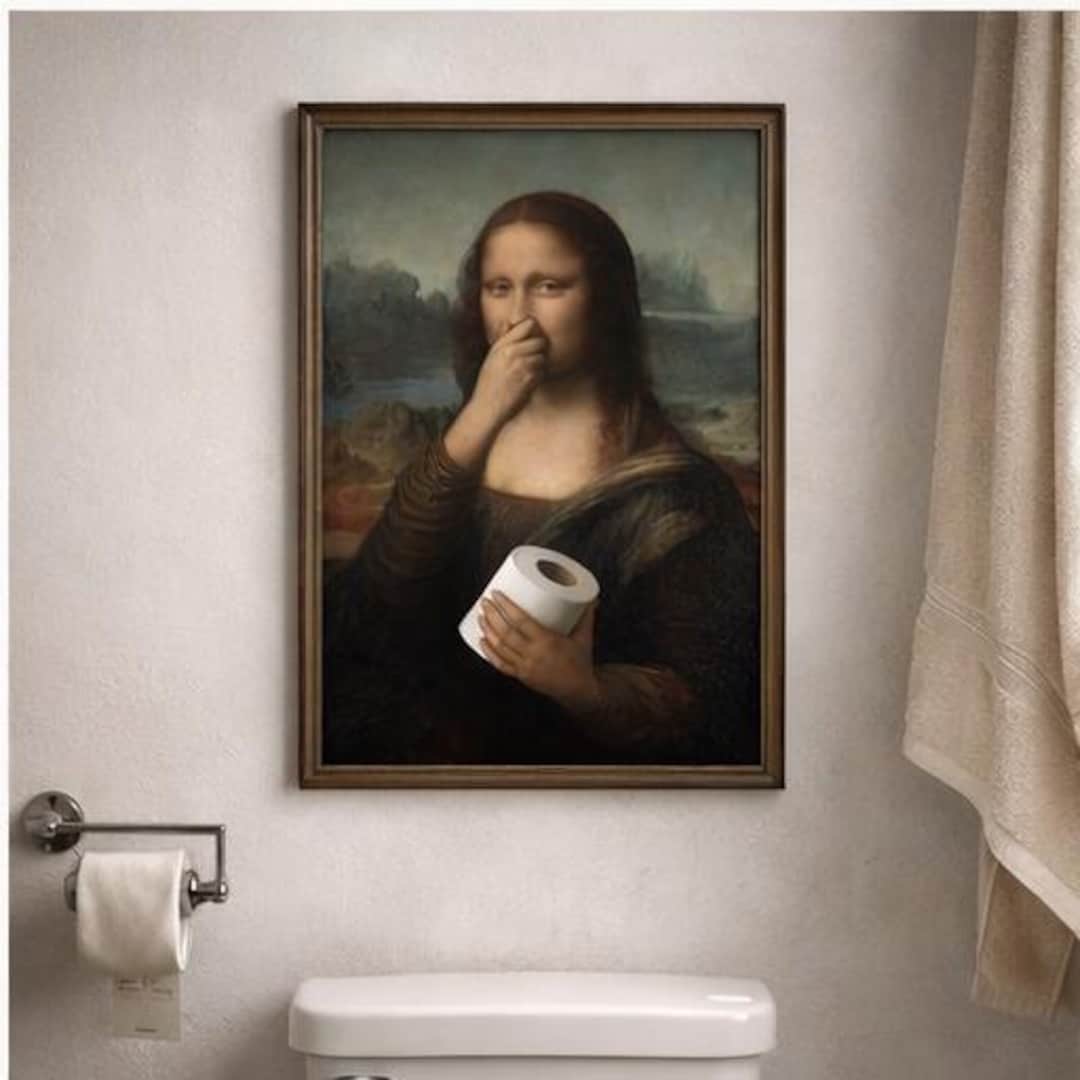 Funny Mona Lisa Bathroom Print | Toilet Humor Wall Art | Renaissance ...