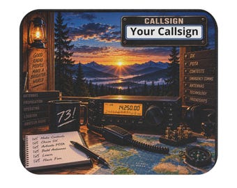 PERSONALIZED YOUR CALLSIGN Ham Radio Callsign Mouse Pad | Scenic Sunrise Radio Operator Amatur Radion