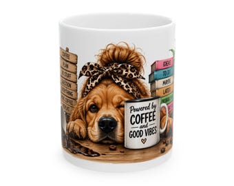 Good Vibes Dog Ceramic Coffee Mug Pet Coffee Cup