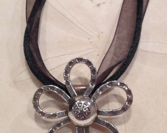 Israeli Silver Flower Necklace
