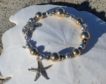 14K GF and Sterling Silver Starfish Bracelet