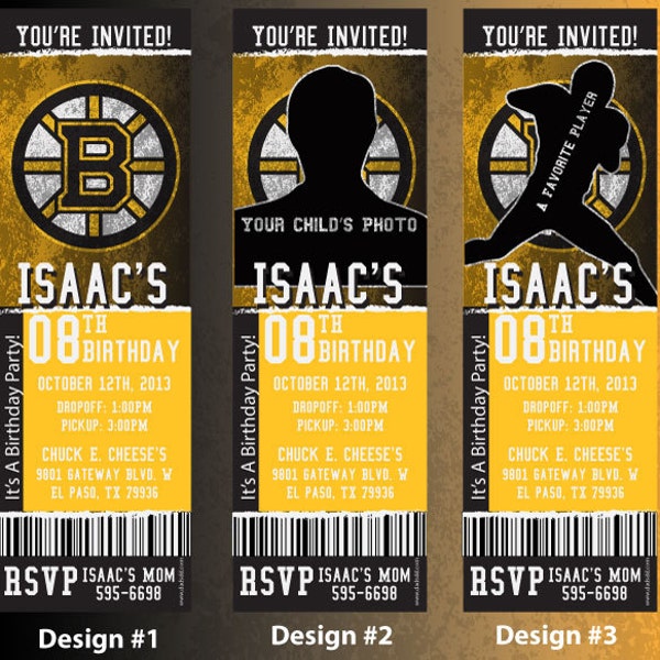 Custom Bruins Birthday/Event Invitation!