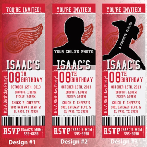 Custom Red Wings Birthday/Event Invitation!