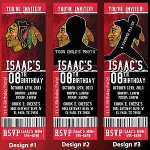 Aangepaste Blackhawks-verjaardag/evenementuitnodiging!
