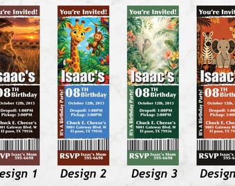 Safari Birthday Invitation Boy Girl | Jungle Animals Custom Kids Party Invite | Wild One Zoo Digital Printable JPG PDF
