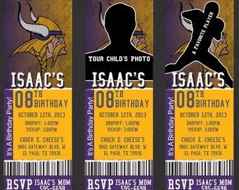 Vikings Custom Invitation | NFL Football Party Invite | Birthday Baby Shower Printable