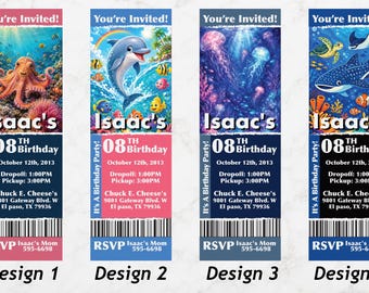 Under the Sea Birthday Invitation | Ocean Animals Custom Kids Party Invite | Mermaid Aquatic Digital Printable JPG PDF