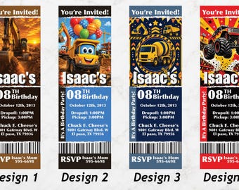 Construction Truck Birthday Invitation Boy | Digger Dump Truck Kids Party | Custom Digital Printable JPG PDF