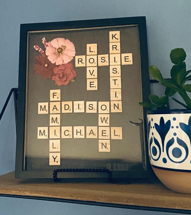 Personalized Scrabble Name Shadow Box Rustic Farmhouse Family Etsy