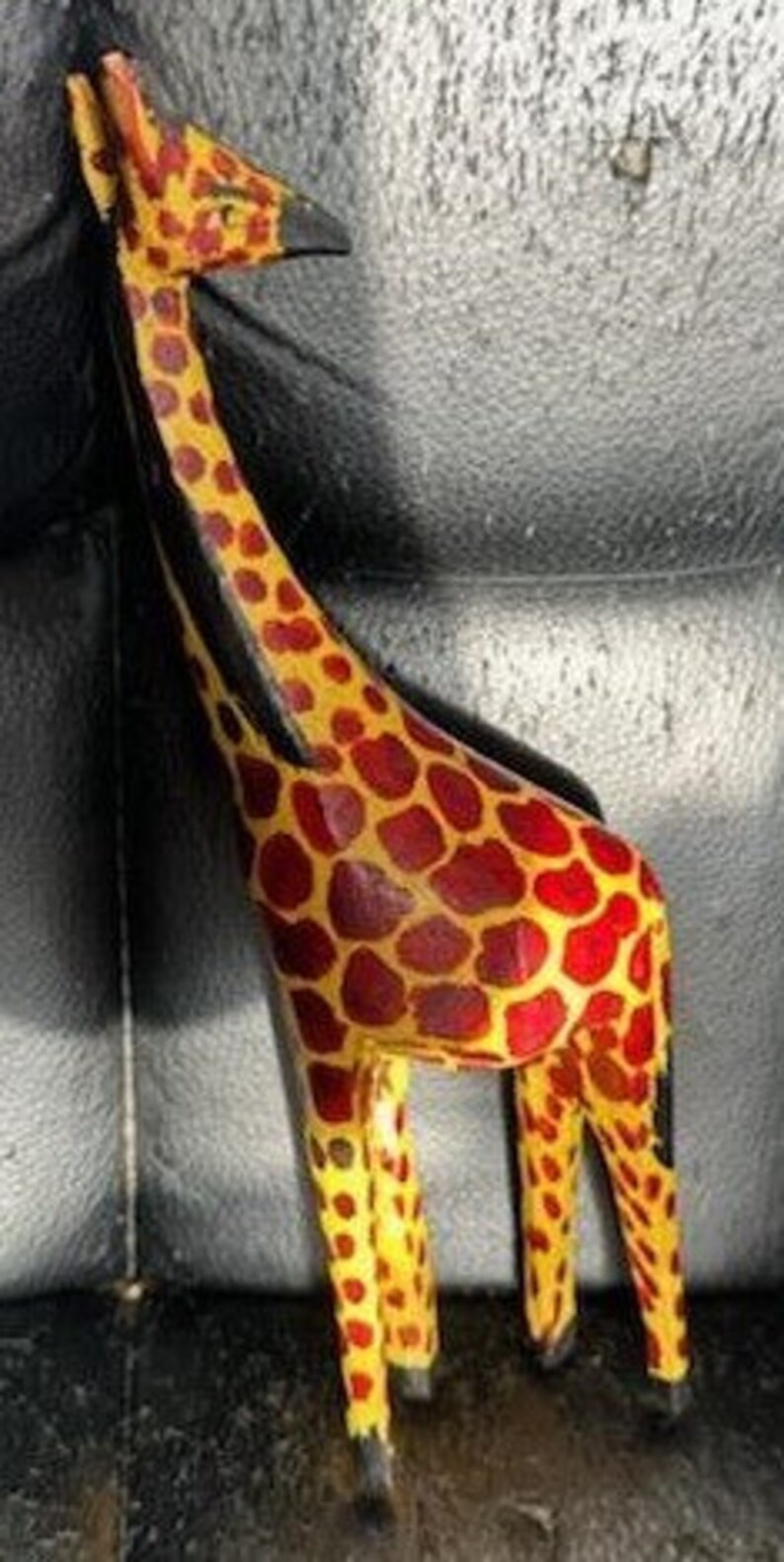 Hand Carved Wooden Giraffe Statue Figurine 8 TALL New Free Shipping