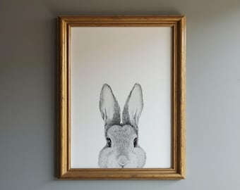 Bunny Drawing Art Print: Minimalist Nursery Decor (Digital Download)
