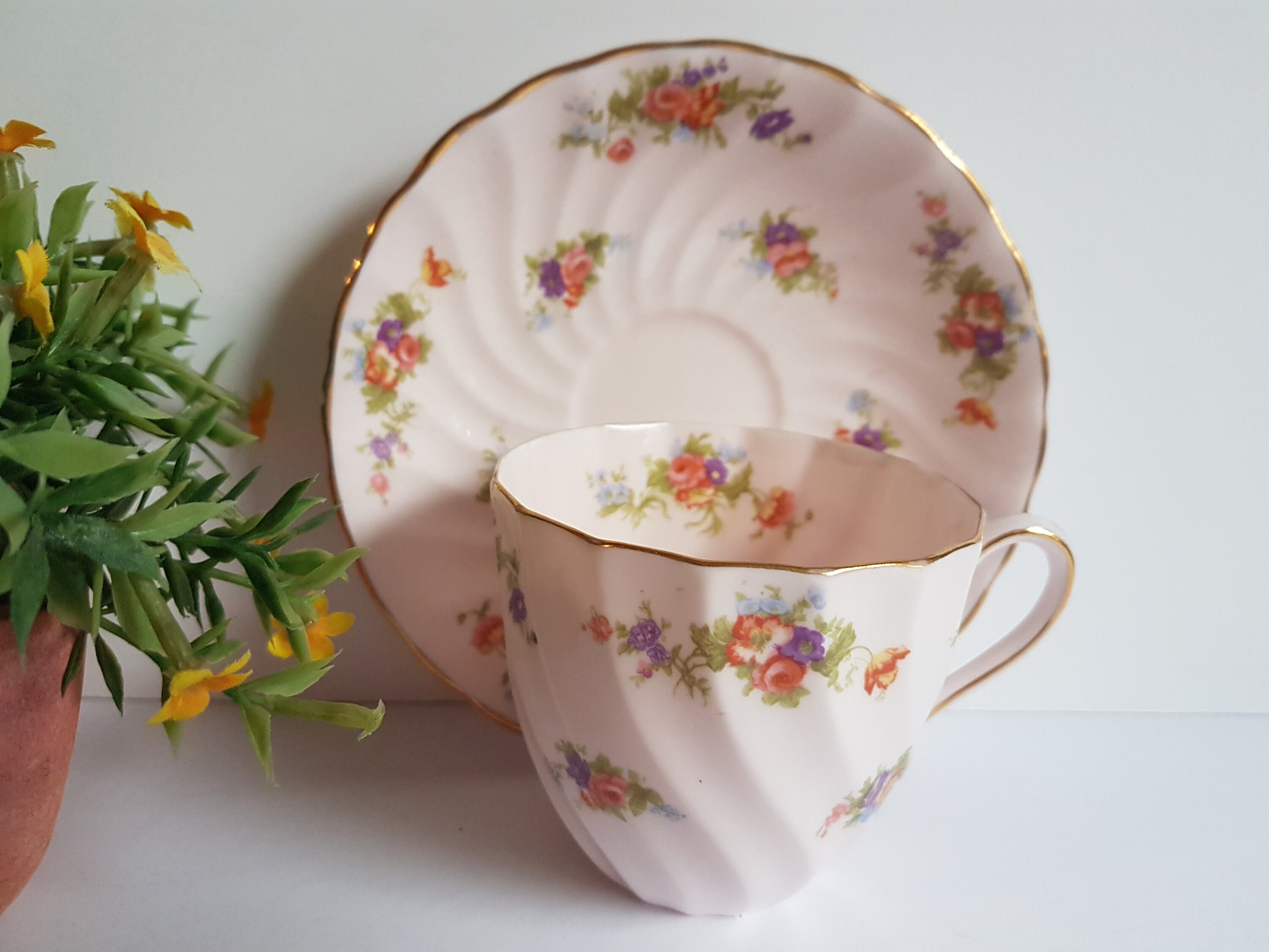 Tuscan Light Pink Fine Bone China England Tea Cup and Saucer Etsy