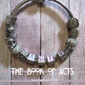 Christian Jewelry, Religious Jewelry, Bible Verse Jewelry, Scripture Bracelet, Acts, Silver Charm Bracelet, Christmas Gift, Gifts for her