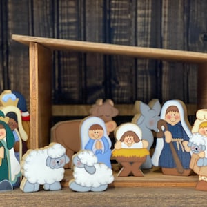 Nativity Set - Hand Painted - Christmas - Wood - Decorative Painting - Tole Painting