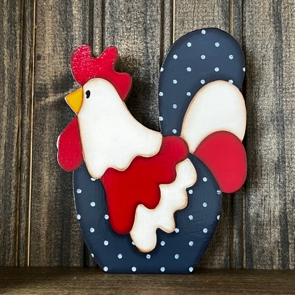 Rooster - Tiered Tray - Tole Painting - Kitchen Decor - Wood