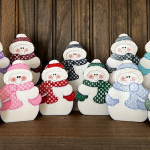 Mini Snowman - Christmas - Wood - Hand Painted Tiered Tray Decor - Decorative Painting - Winter - Tole Painting