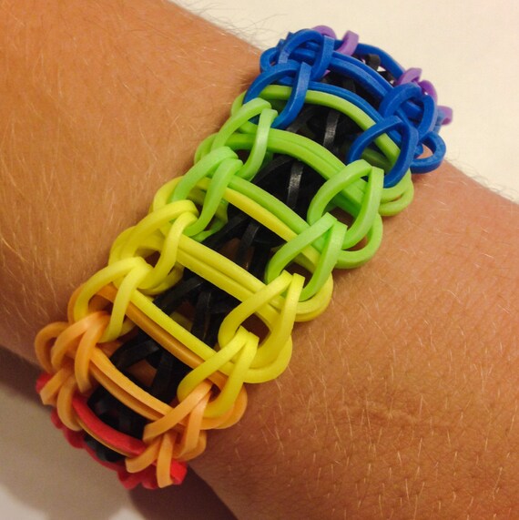Items similar to Rainbow Loom Ladder Rubber Band Bracelet Rainbow