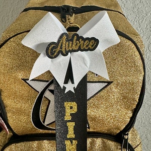 Cintas para etiquetas de concurso de porristas Pin Me, colores brillantes personalizables + nombre personalizado