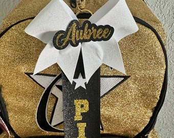 Pin Me Cheer Competition Tag Ribbons, Customizable Glitter Colors + Add Personalized Name