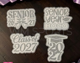 Senior Bow '27 Glitter cutout for Homecoming Mum | HOCO | Senior Mum or Garter | Double Layer Cut Out | Mum Accessory | Class of 2027 cutout