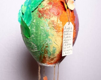 "Hot air balloon of the colors of nature" decoration, hanging decoration, hot air balloon music box