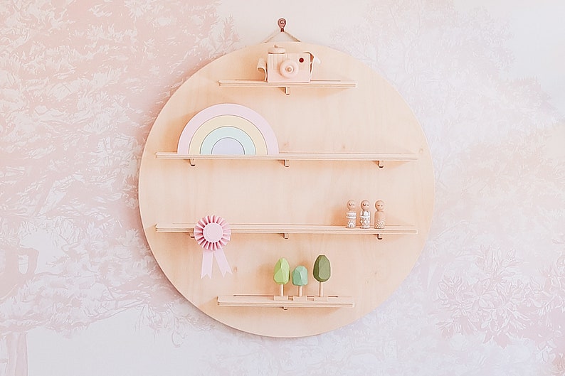 Circular Wall Shelves Circle Wall Shelf Kids Room Decoration Wooden Hanging Shelf Wall Decoration image 9