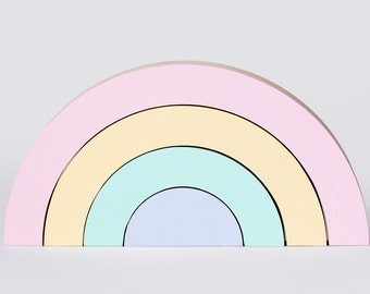 Pastel Rainbow set by One Two Tree - Sustainable Wooden Toys for kids Australian Made